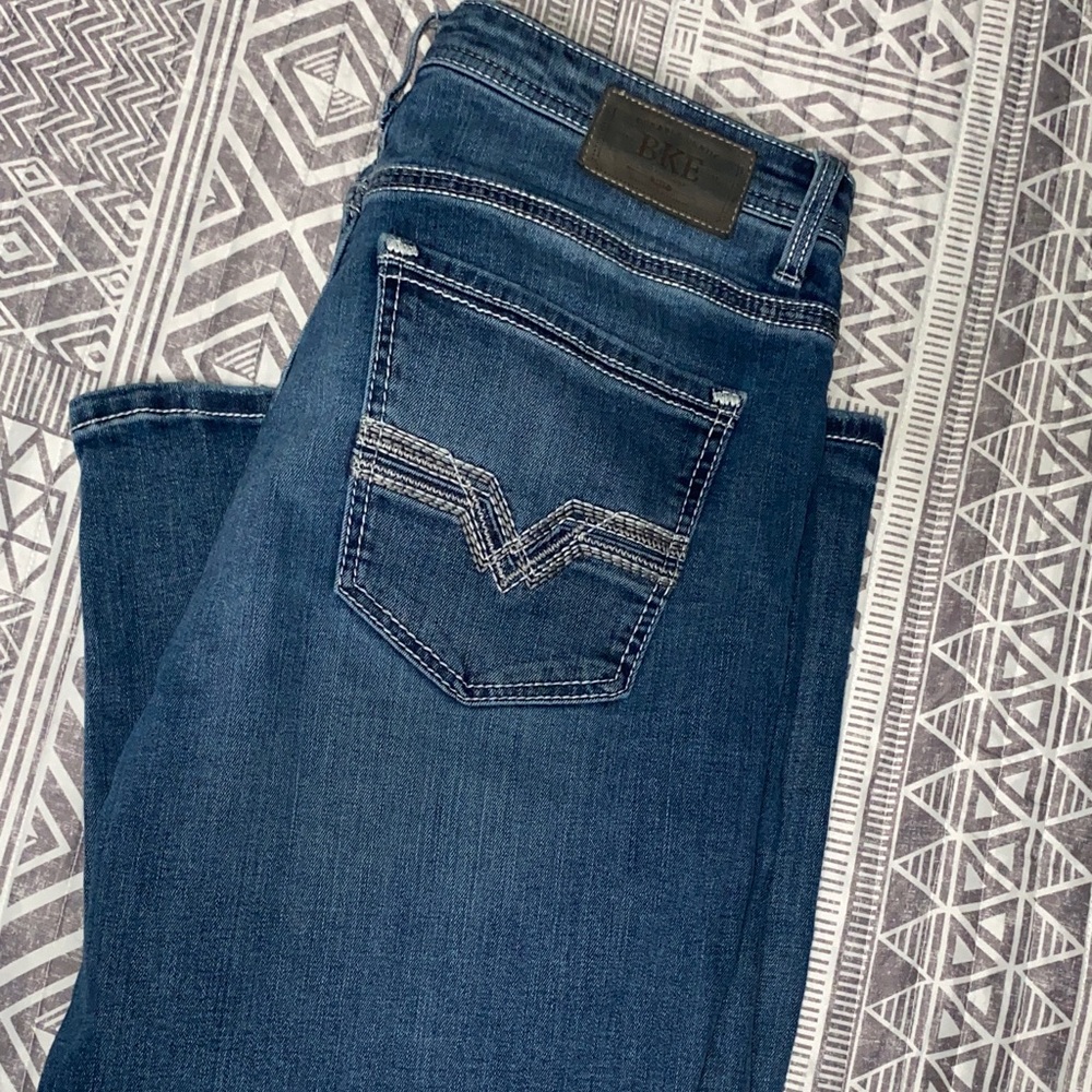 BKE Men's Dark Blue Straight Jeans